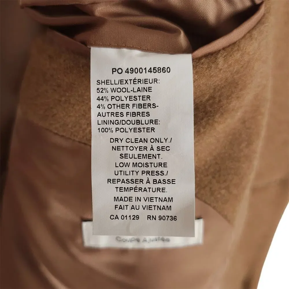 Calvin Klein Mens Prosper Slim Fit Overcoat 40R Beige Camel Solid Wool Blend NWT